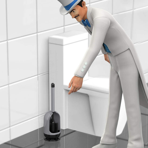 MR.SIGA Toilet Bowl Brush and Holder for Bathroom, Non-Scratch TPR Bristles, Under-Rim Brush Head, Gray & Black, 1 Pack