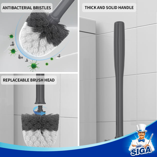 Toilet Plunger and Brush Set with Ergonomic Handle and Upgraded Bristles  for Deep Cleaning and Sanitary Storage