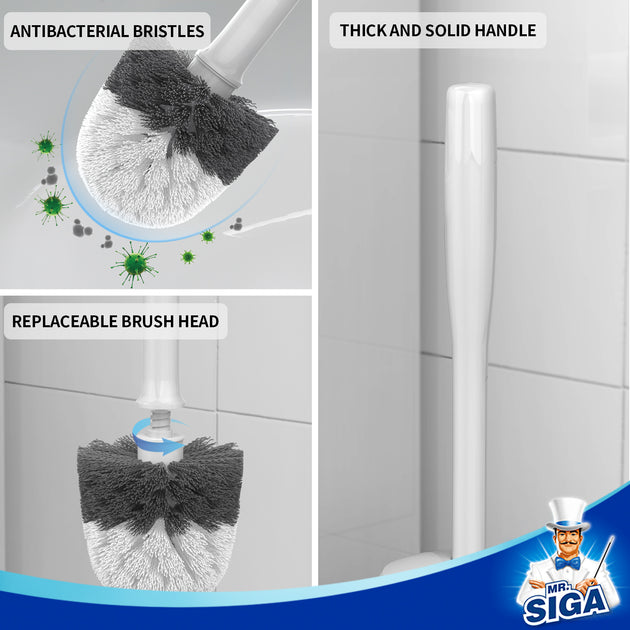 Toilet Brush with Quick Dry Holder, More Efficient Bristles