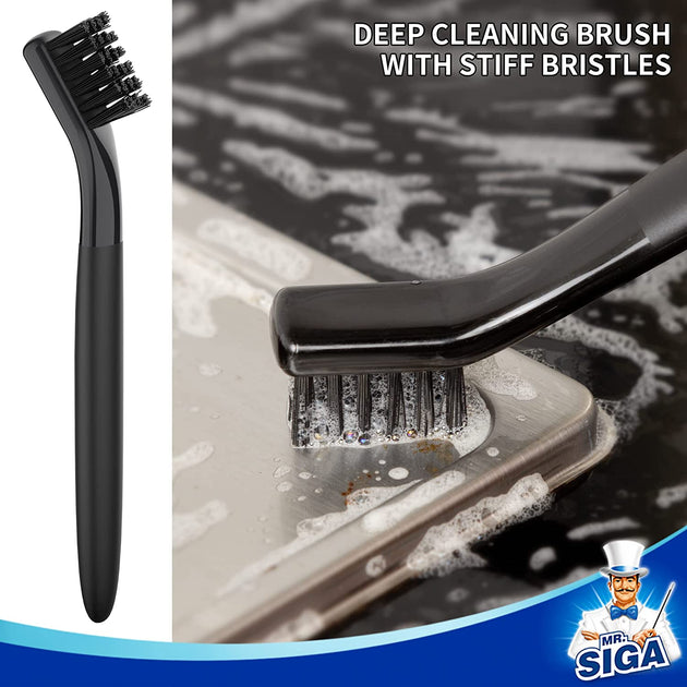 MR.Siga Heavy Duty Grout Scrub Brush with Long Handle, Shower Floor  Scrubber for Cleaning,Black
