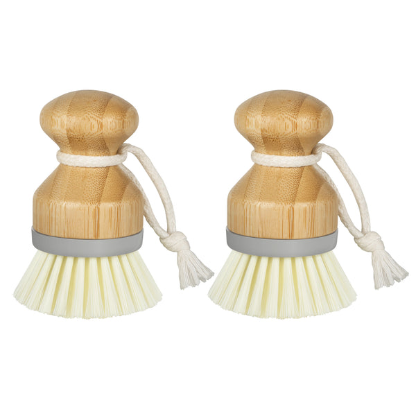 MR.SIGA Bamboo Palm Brush, Scrub Brush for Dishes Pots Pans Kitchen Sink Cleaning, Pack of 2