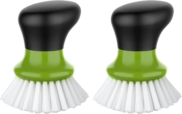 MR.SIGA Dish Scrub Brush, Palm Brush Dish Scrubber with Ergonomic Grip, Kitchen Brushes for Dishes, Green, Pack of 2