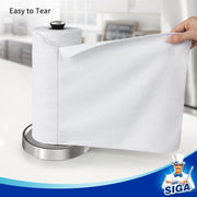 MR.SIGA Microfiber Cloths in Roll, Lint Free Cleaning Wipes, Value Pack Reusable Kitchen Towels, 50 Cleaning Cloths Per Roll, White