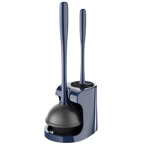 MR.SIGA Toilet Plunger and Bowl Brush Combo for Bathroom Cleaning, Navy, 1 Set