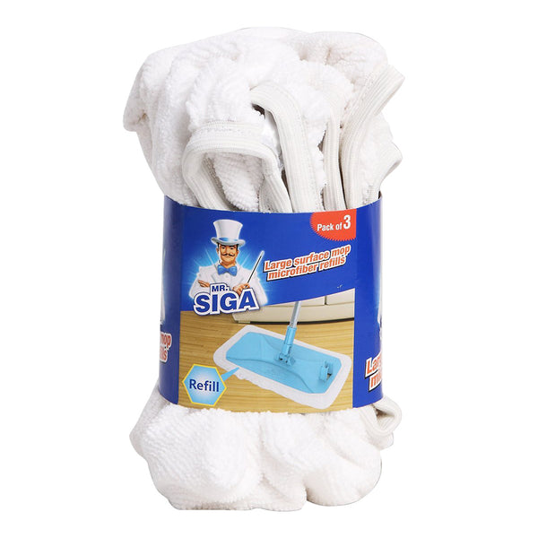 Mr.siga Large surface mop microfiber refills, Pack of 3