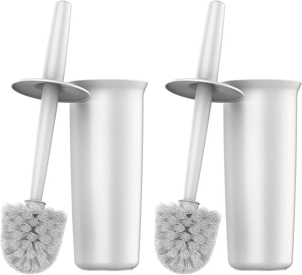 MR.SIGA Toilet Bowl Brush and Holder for Bathroom, White, 2 Pack