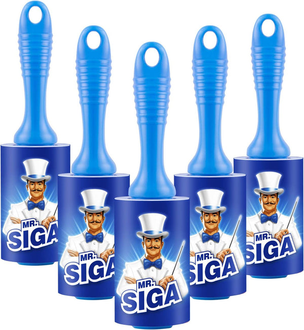 MR.SIGA Lint Roller,Extra Sticky Lint Roller Pet Hair Remover with Easy Tear Sheets, 5-Pack, 450 Sheets in Total