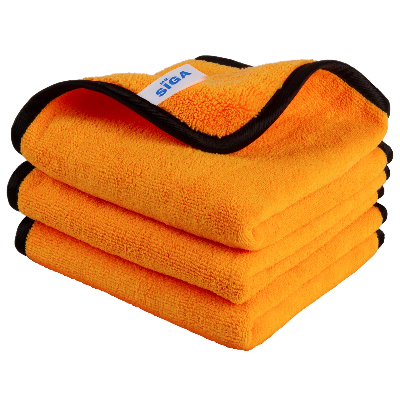 MR.SIGA Professional Premium Microfiber Towels for Household Cleaning, Dual-Sided Car Washing and Detailing Towels, Gold, 15.7 x 23.6 inch, 3 Pack