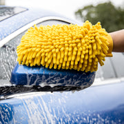 MR.SIGA Premium Microfiber Soft Chenille Car Wash Mitt, Pack of 2, Blue & Yellow