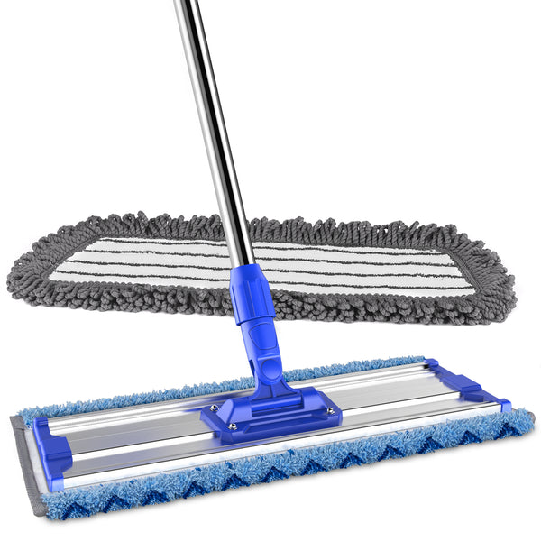 MR.SIGA 18" Professional Microfiber Mop for Floor Cleaning, Stainless Steel Telescopic Handle