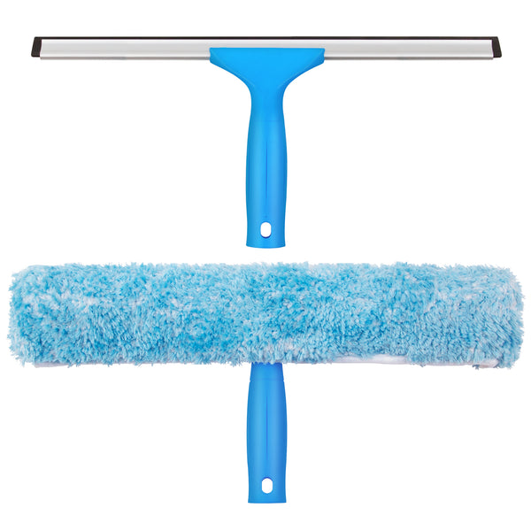 MR.SIGA Professional Window Cleaning Combo - Squeegee & Microfiber Window Scrubber, 14"