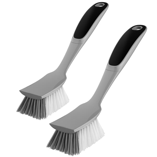 MR.SIGA Dish Brush with Non Slip Handle Built-in Scraper, Pack of 2