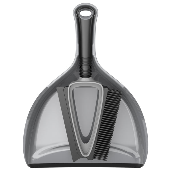 MR.SIGA Soft Bristle Brush/Scrubber with Dustpan, Grey ,1 Set