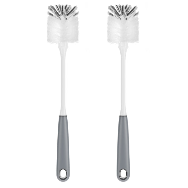 MR.SIGA Long Handle Bottle Brush, Flexible Scrub Brush for Water Bottles, Glasswares, Mugs, Gray, 2 Pack