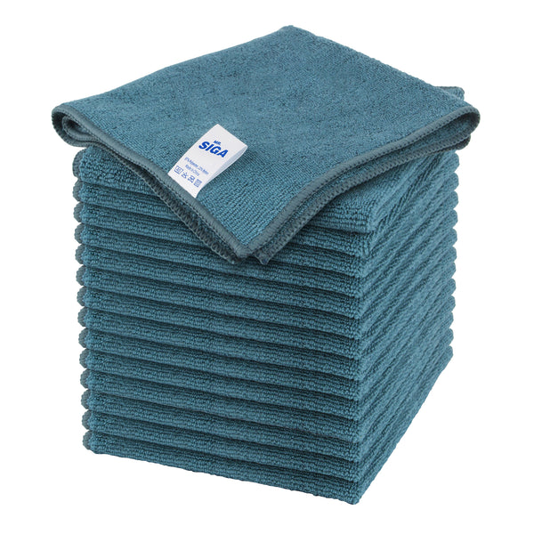 MR.SIGA Microfiber Cleaning Cloth, All-Purpose Microfiber Towels, Streak Free Cleaning Rags, Pack of 15, Light Teal, Size 30 x 30 cm(11.8 x 11.8 inch)