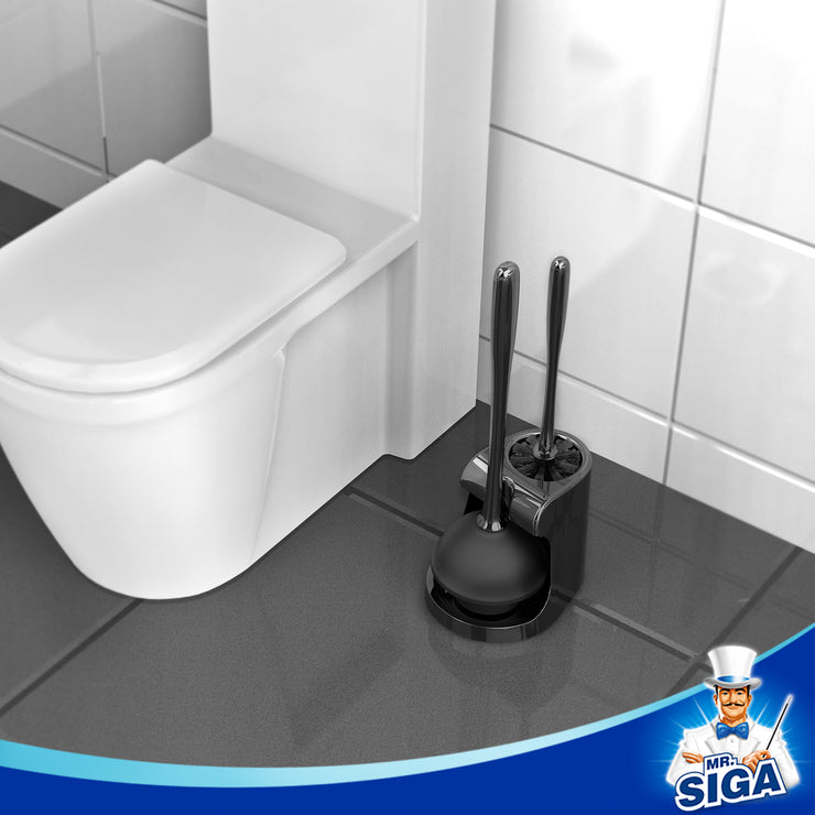 MR.SIGA Toilet Bowl Brush and Holder for Bathroom, Non-Scratch TPR