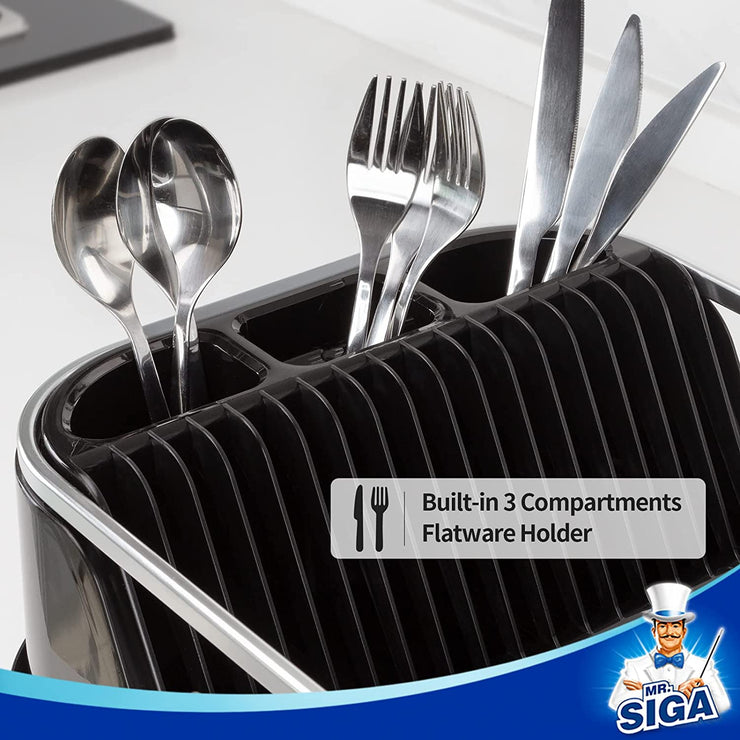 MR.SIGA Dish Drying Rack for Kitchen Counter, Compact Dish Drainer wit