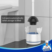 MR.SIGA Toilet Plunger with Holder, Heavy Duty Toilet Plunger and Holder Combo, White