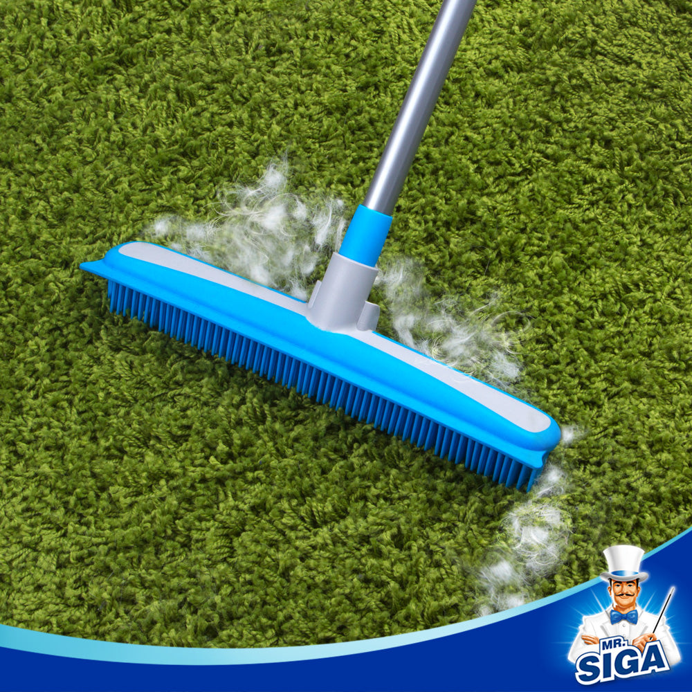 MR.SIGA Soft Bristle Rubber Broom and Squeegee with Telescopic Handle- 12.4" Width 2