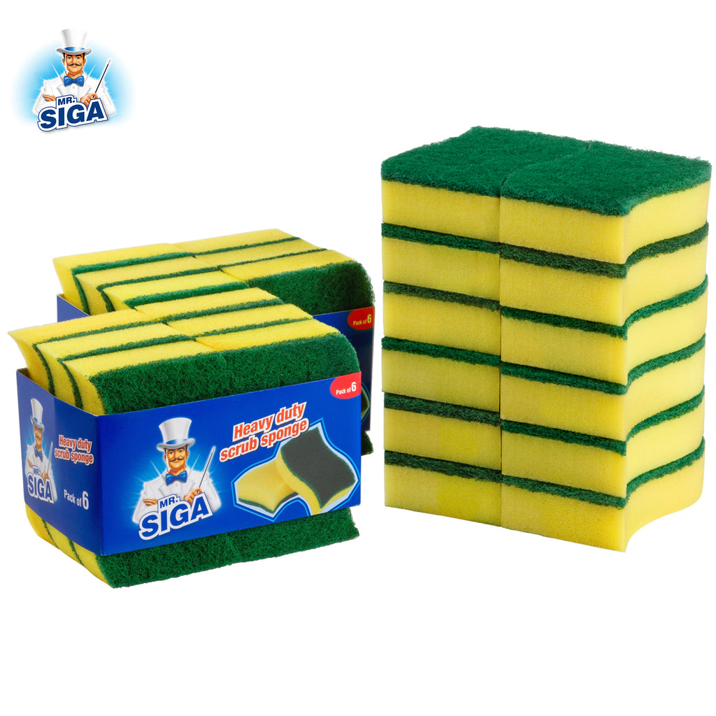 MR.SIGA Heavy Duty Scrub Sponge, 24 Count, Size:11 x 7 x 3cm, 4.3 x 2.8 x 1.2