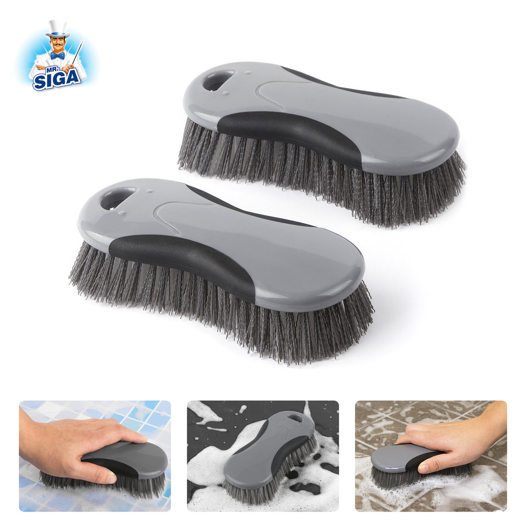 MR.SIGA Dish Brush with Long Handle Built-in Scraper Scrubbing