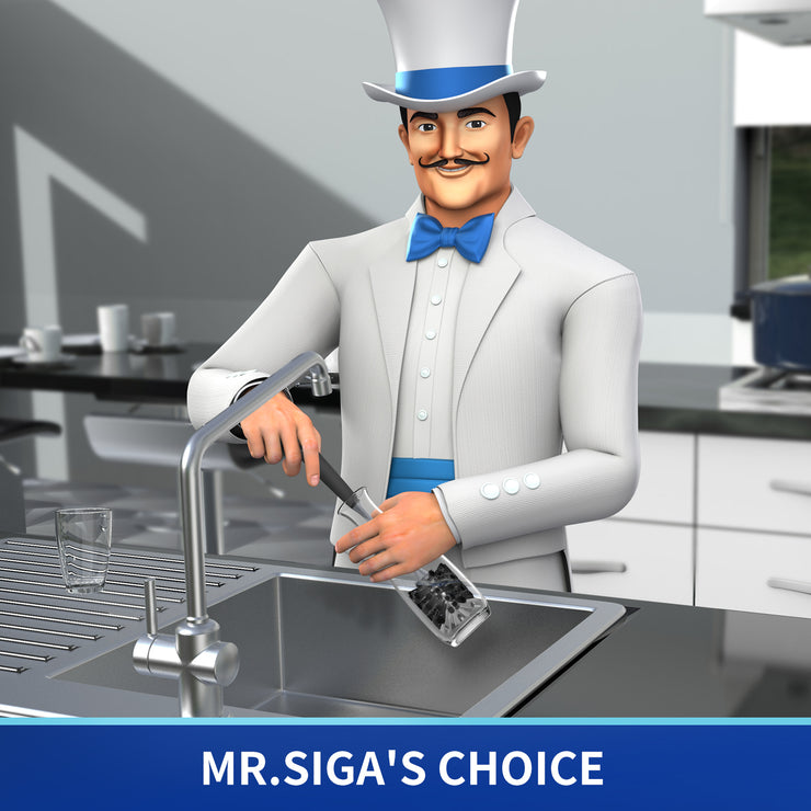 MR.SIGA Dish Brush with Long Handle Built-in Scraper Scrubbing