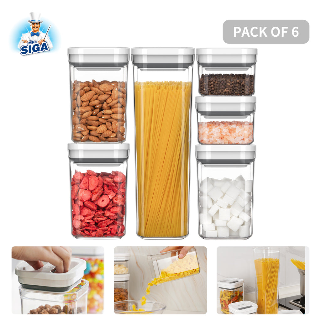 MR.Siga 2 Pack Airtight Cereal Dispenser Set, Plastic Cereal