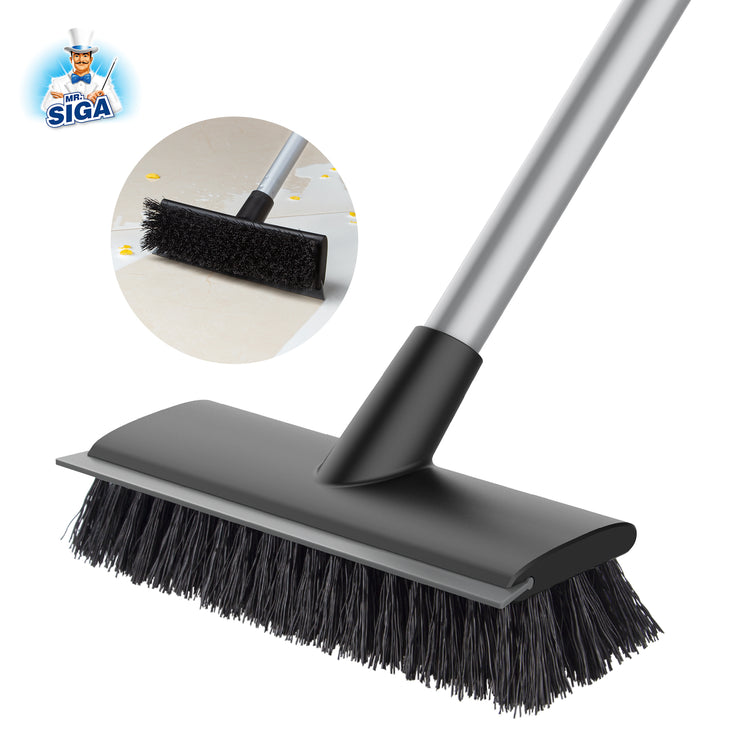MR.SIGA Heavy Duty Grout Scrub Brush with Long Handle, Shower Floor  Scrubber for Cleaning, Tile Scrub Brush with Stiff Bristles