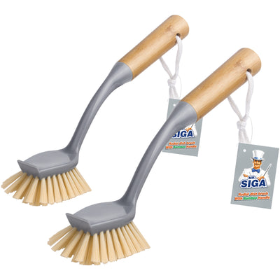 MR.SIGA Soap Dispensing Palm Brush Storage Set, Kitchen Brush with
